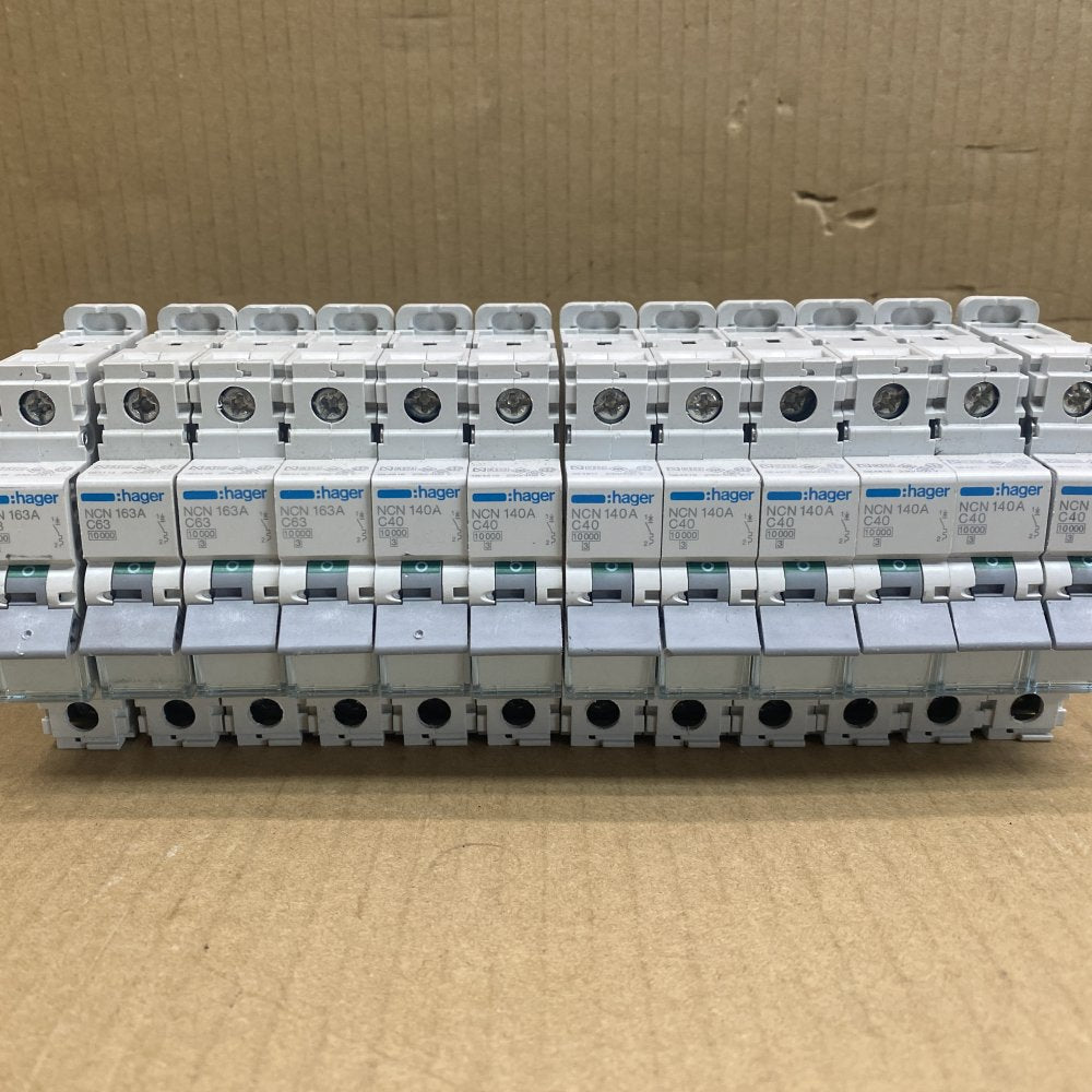 MCB Circuit Breakers Hager Single Pole 140-163A 230/400V Set of 12