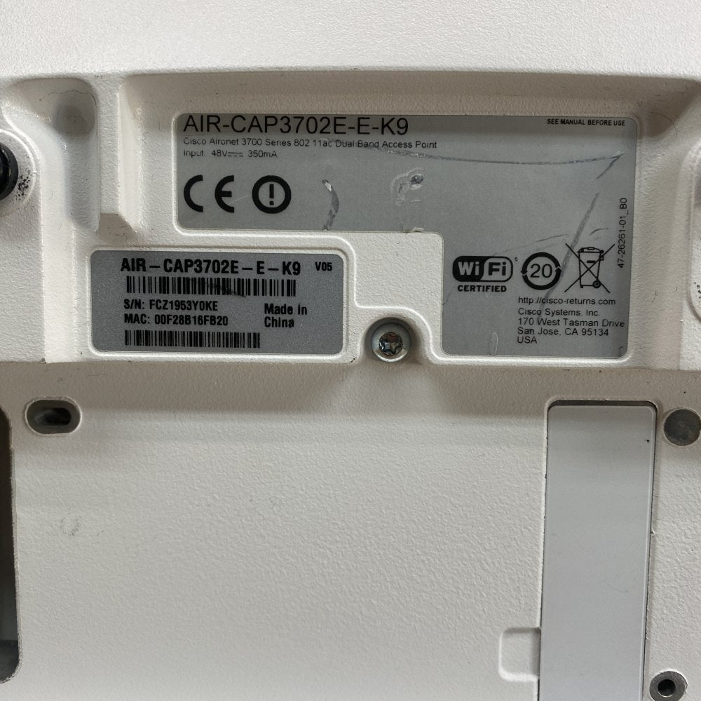 Dual-Band Wi-Fi Access Point Cisco AIR-CAP3702E-E-K9 4x4 MIMO PoE 1.3Gbps