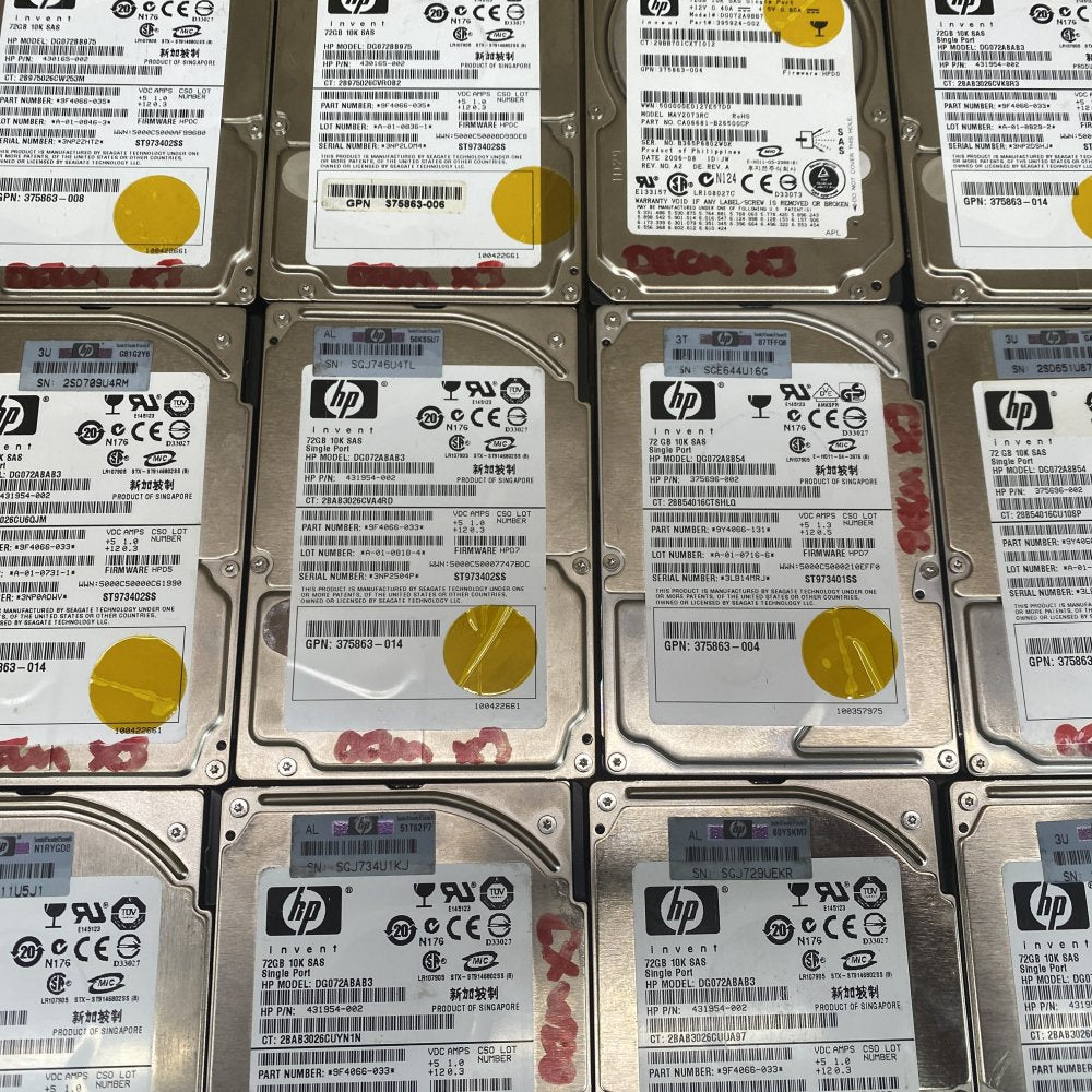Server Hard Drives HP 72GB 10K RPM SAS 2.5in ProLiant Lot of 14 Tested