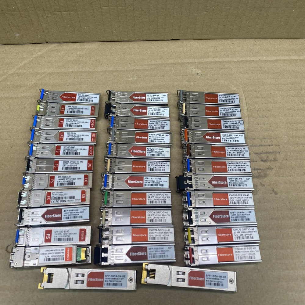 FiberStore Mixed SFP Modules 1G/3G/10G CWDM/BiDi Dual LC 40km, 36-Pack