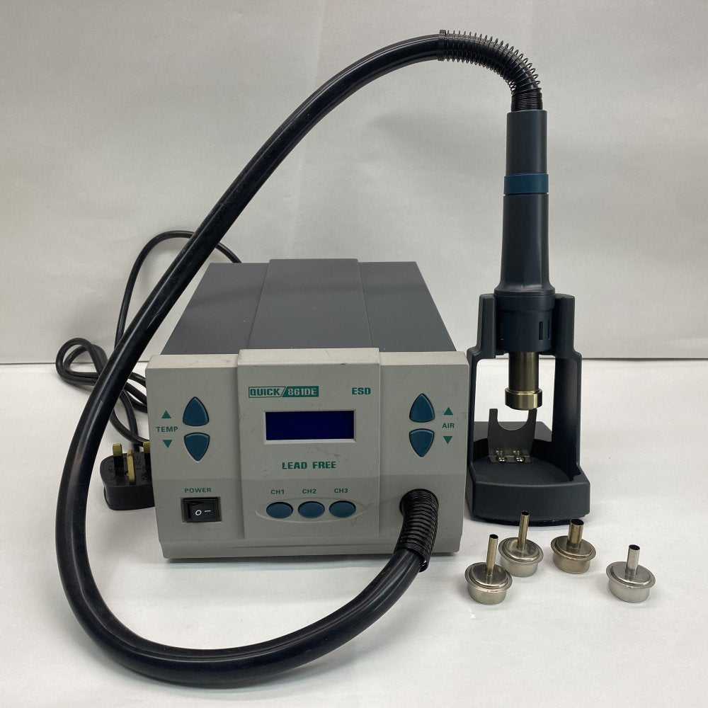 Industrial Hot Air Rework Station, 1300W, Quick 861DE, 4 Nozzle, 220V