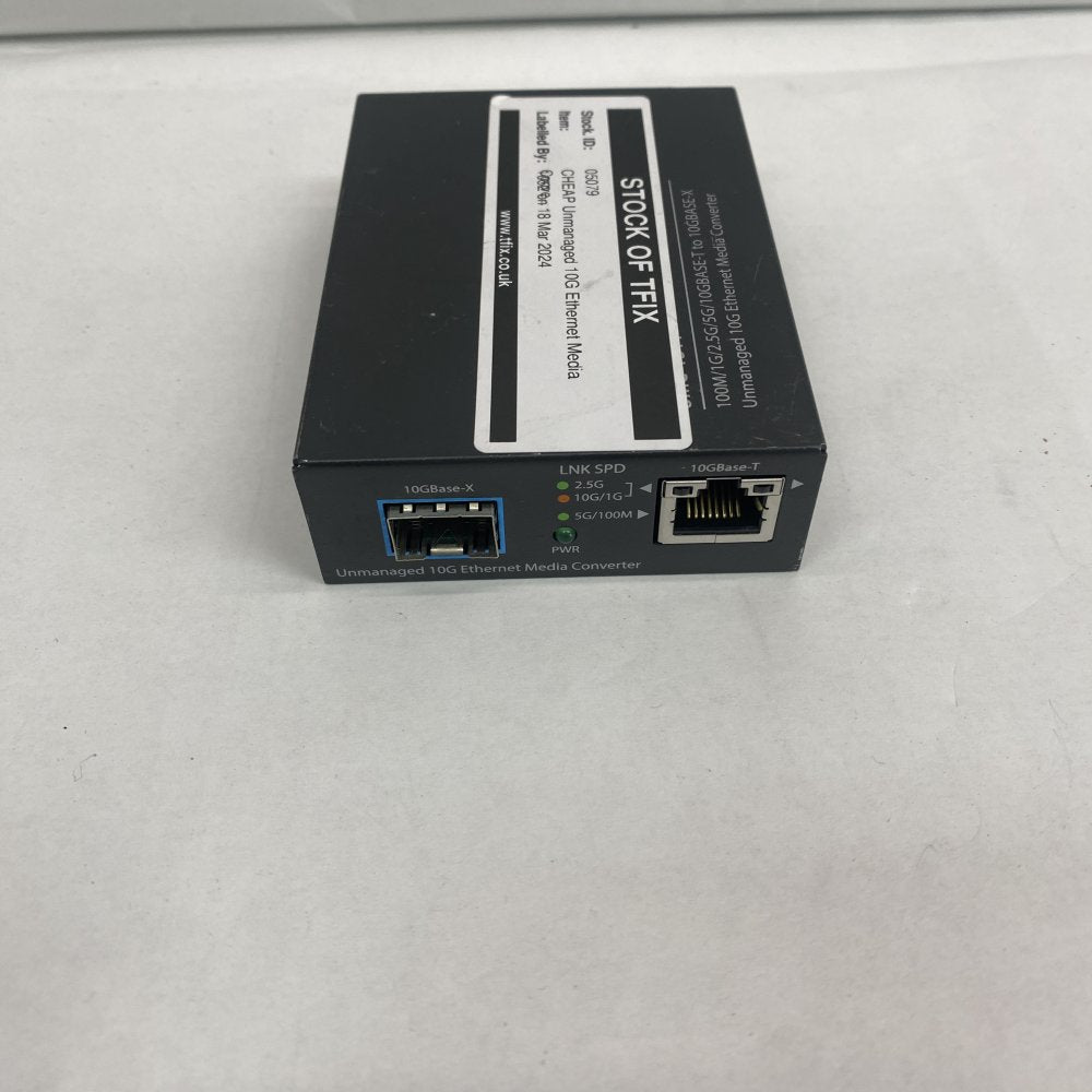 Unmanaged 10G Ethernet Media Converter, Base-T to Base-R, Rack-Mountable