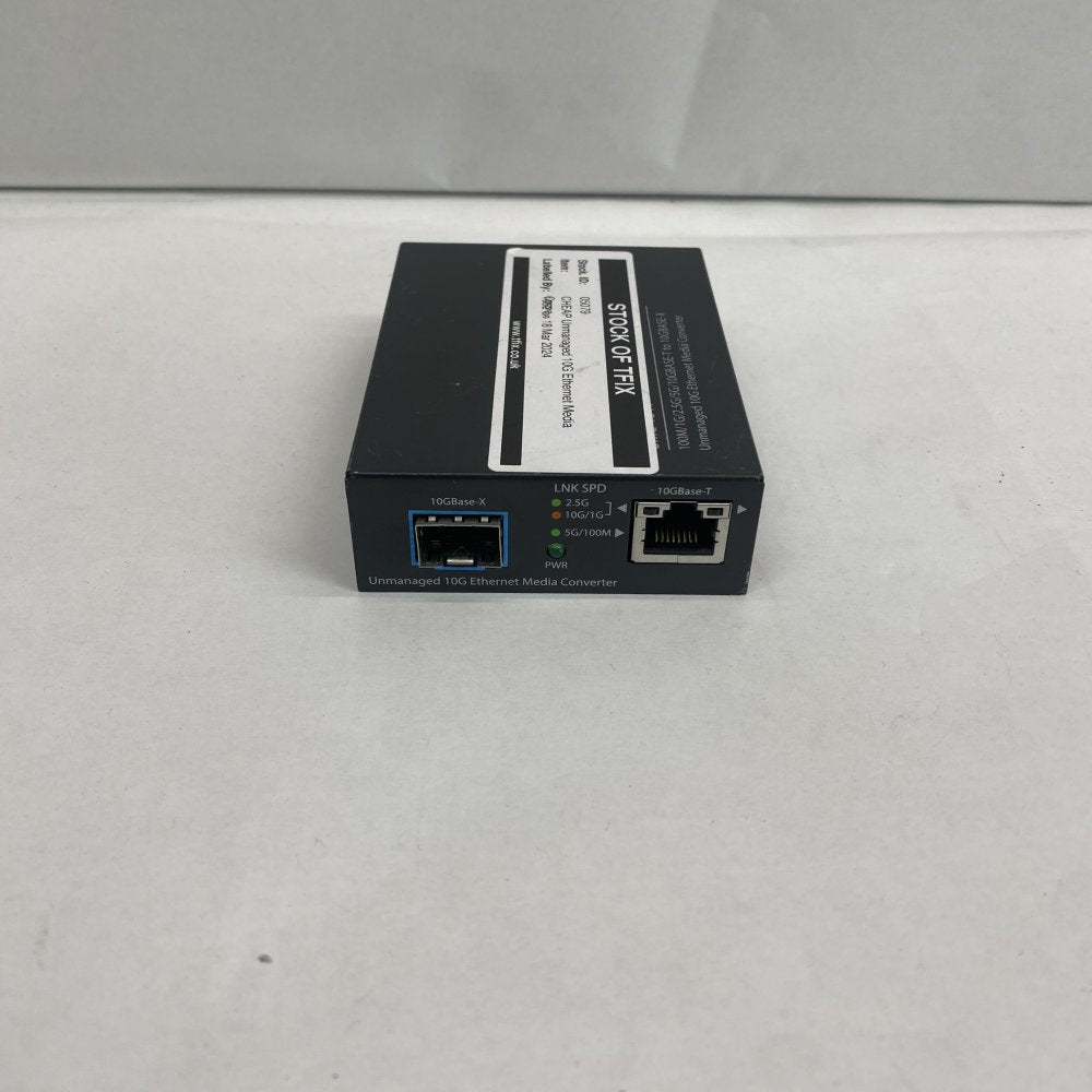 Unmanaged 10G Ethernet Media Converter, Base-T to Base-R, Rack-Mountable