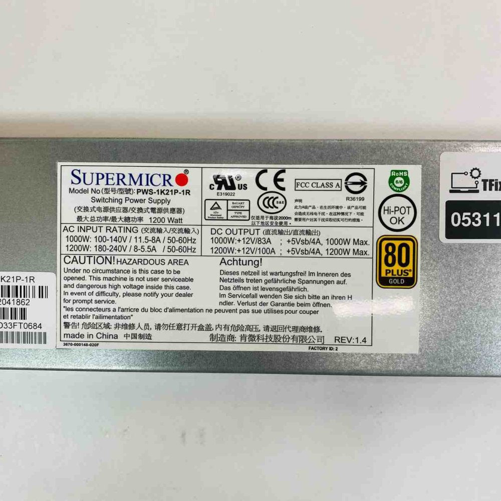 Enterprise Server PSU Bundle Supermicro Delta 80+ Gold 1200W 6 Units