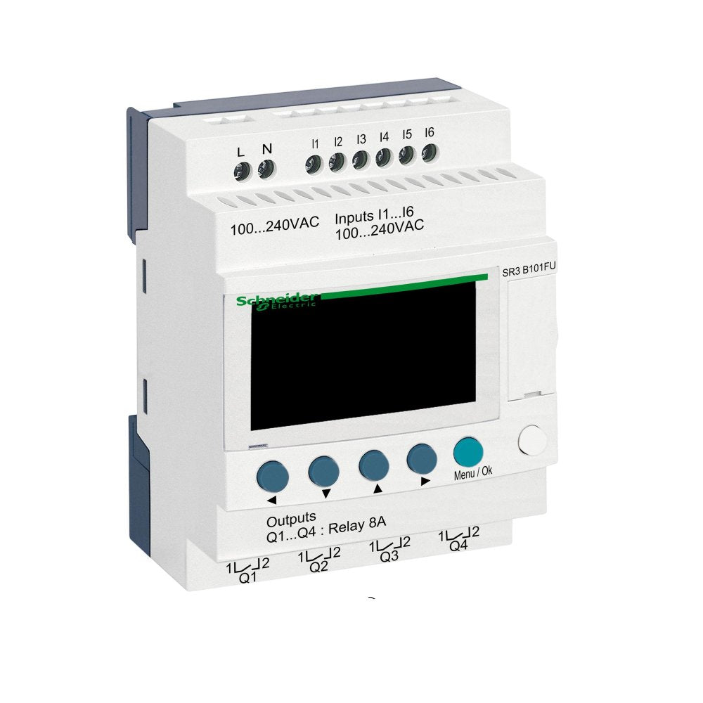 Industrial Smart Relay Schneider SR3B101FU 6 Inputs 4 Outputs 240V Modular