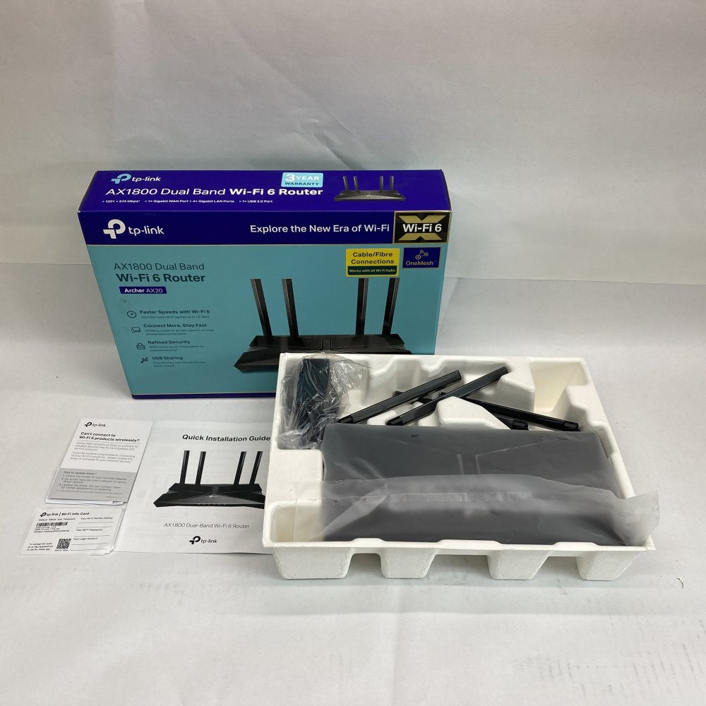 TP-Link Wi-Fi 6 Dual-Band Gigabit Router, Archer AX20, 4K Ready