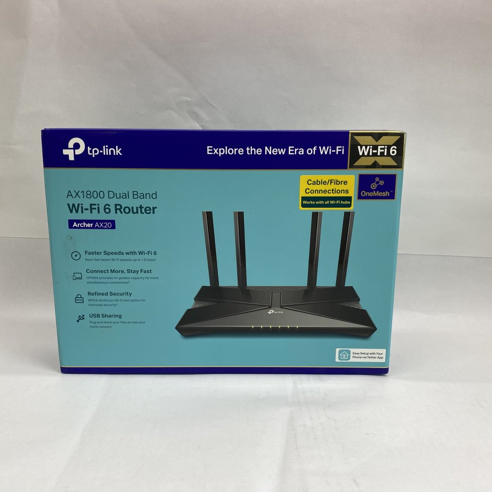 TP-Link Wi-Fi 6 Dual-Band Gigabit Router, Archer AX20, 4K Ready