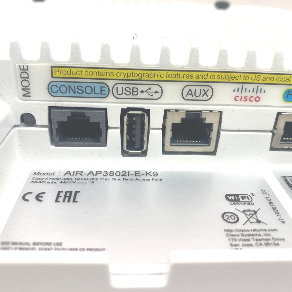 Cisco AIR‑AP3802I‑E‑K9 Dual‑Band 802.11ac Wave 2 Access Point (Used)