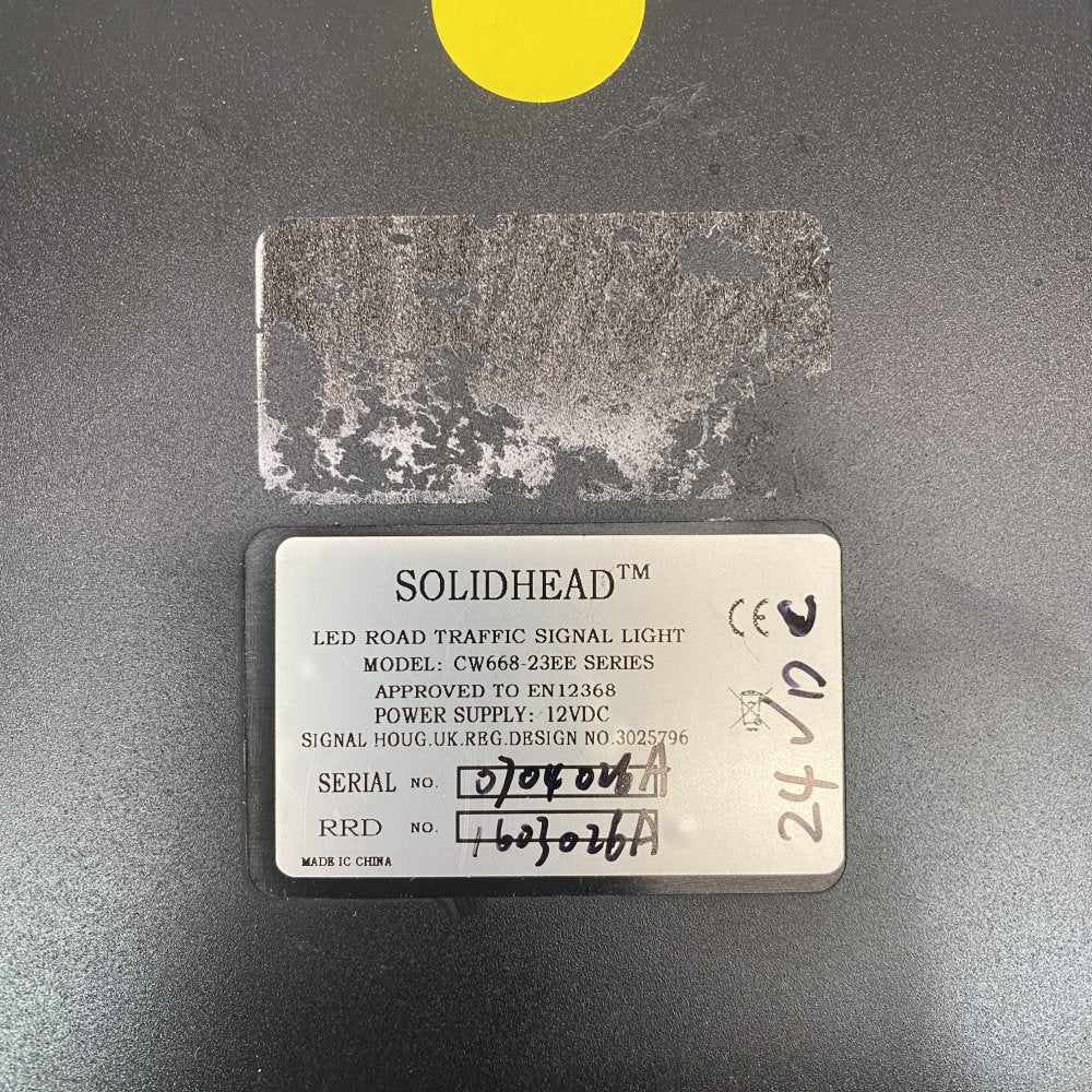 Industrial LED Road Traffic Signal Light 12VDC Yellow Solidhead CW668-23EE 200mm
