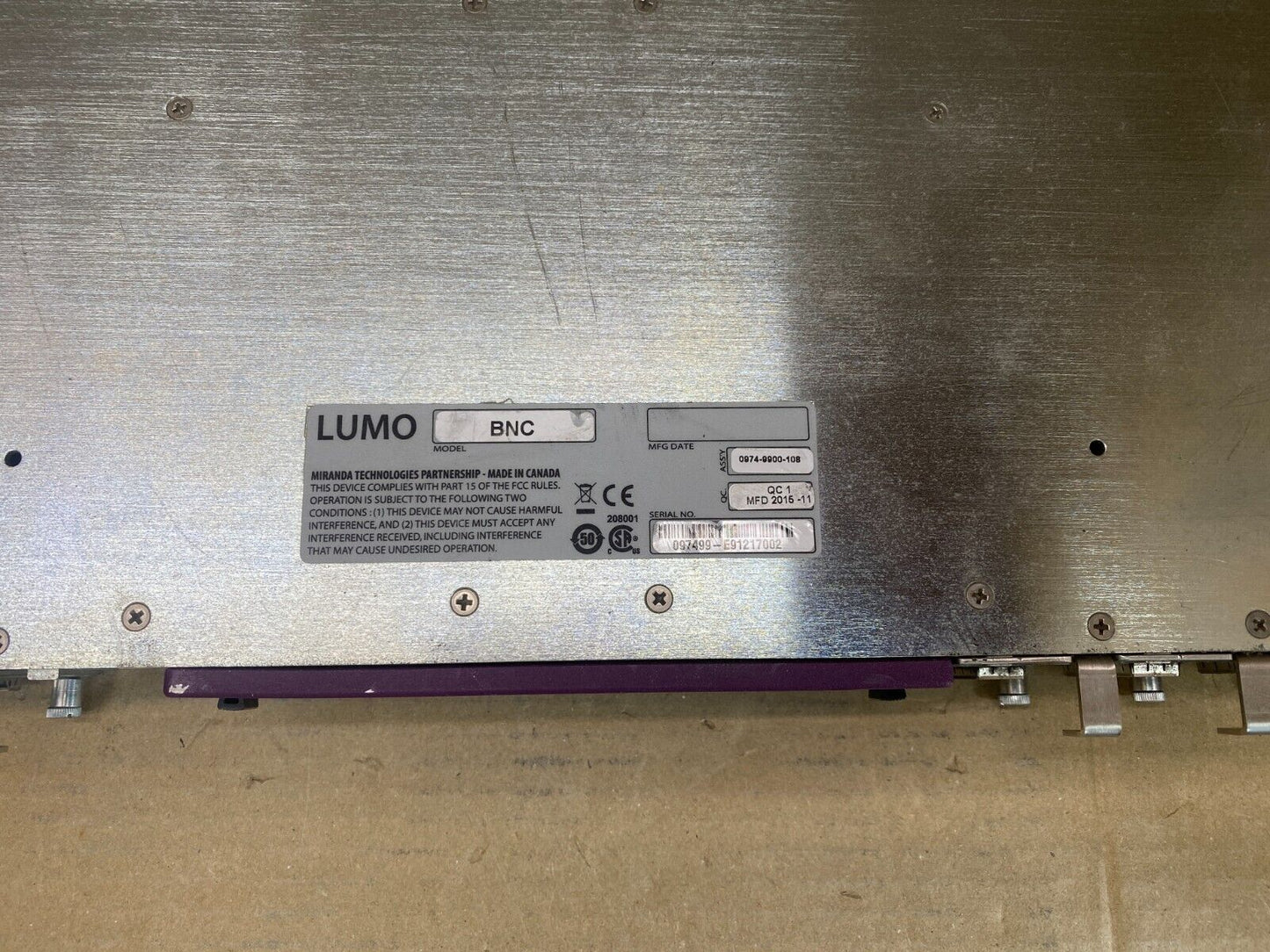 Broadcast Housing Frame Miranda Lumo-BNC Power Supply 1080p Rack-Mount