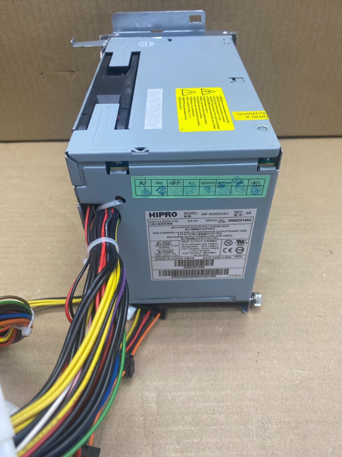 Desktop Power Supply, Hipro HP-W302HA1, 300W PSU, AC Input, Server-Ready