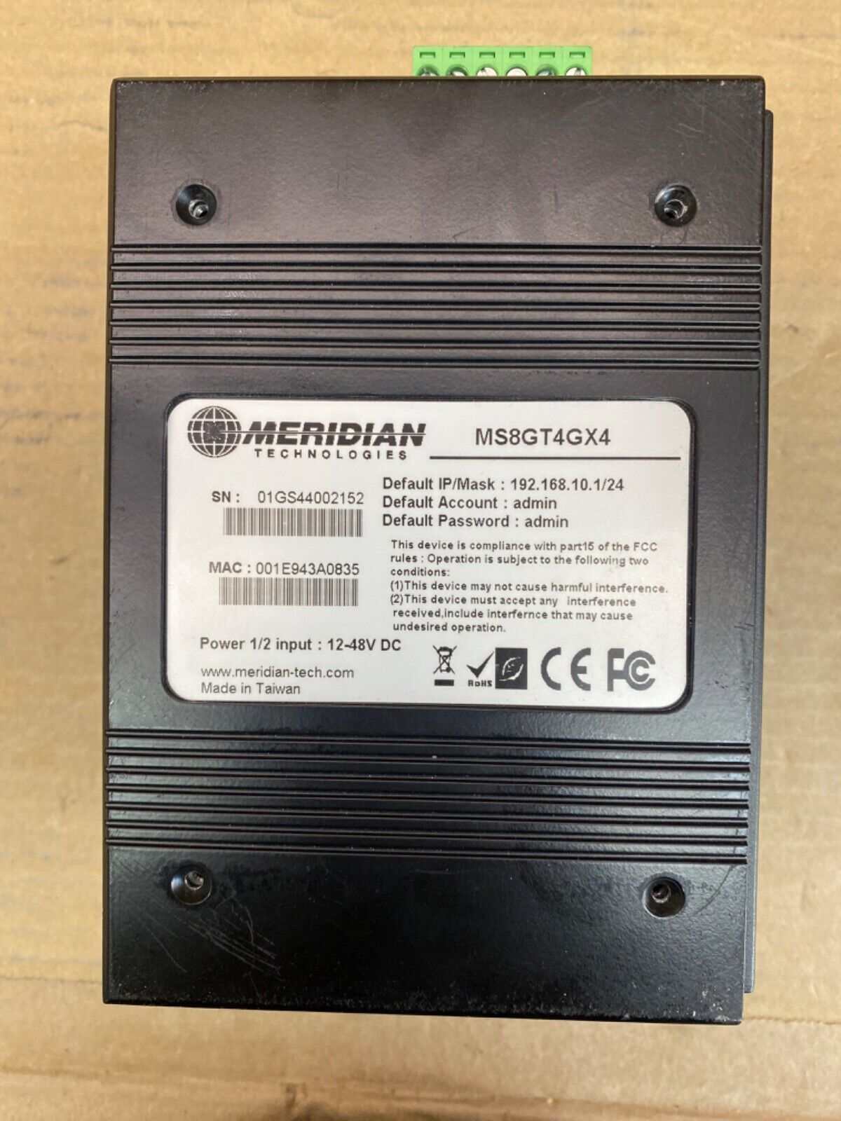 Industrial Gigabit Ethernet Switch Meridian MS8GT4GX4 8-Port SFP 10GbE