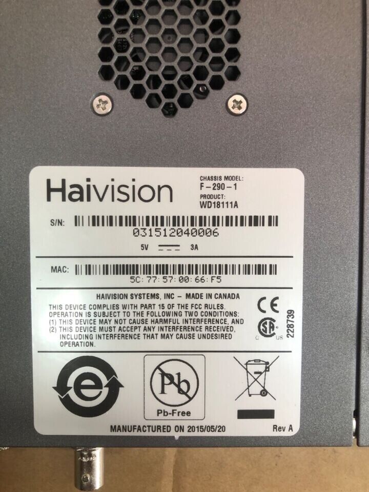 Broadcast H.264 Encoder/Decoder, Haivision Makito, SDI HDMI Model F-292-1