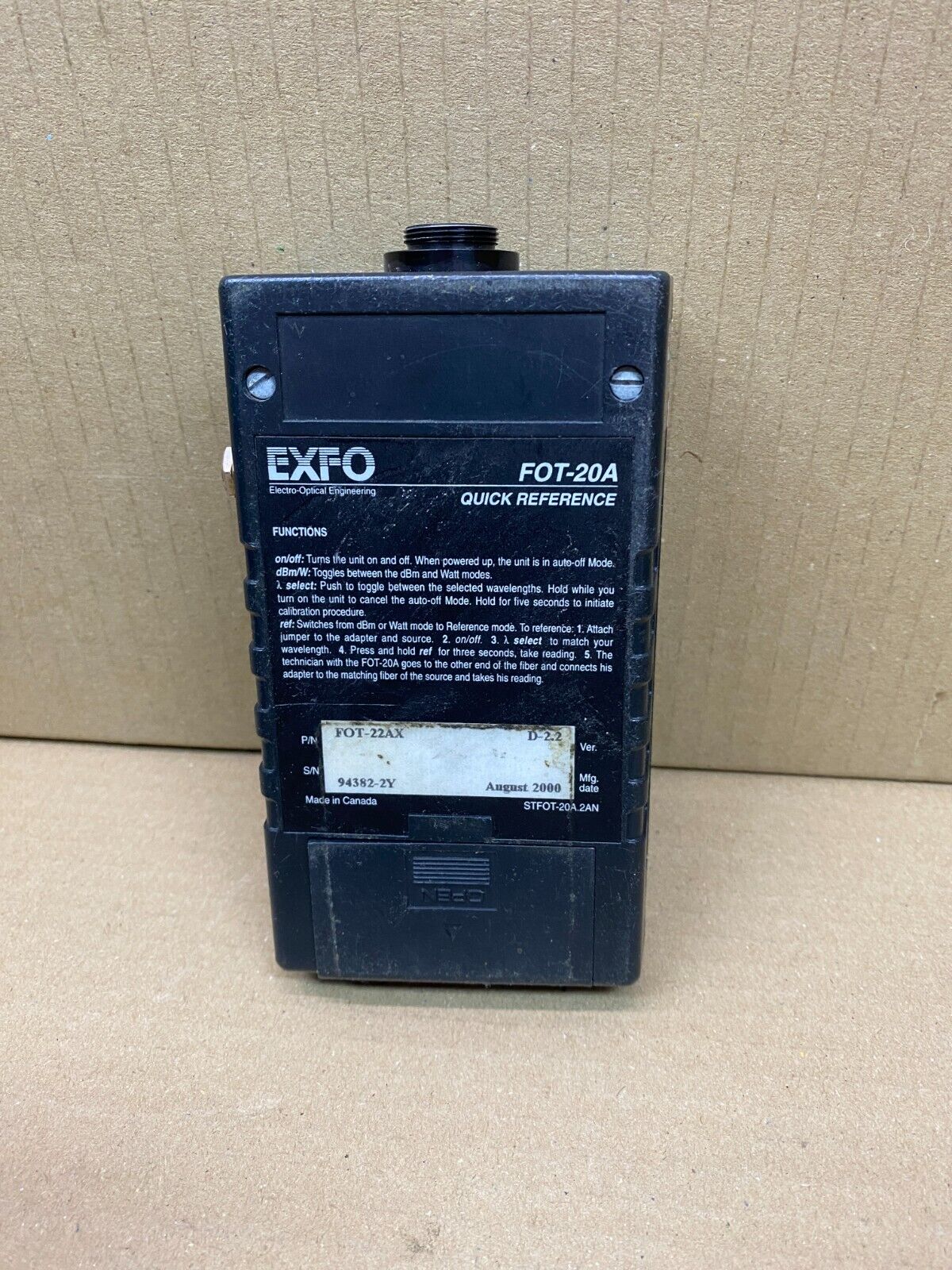 Professional Fiber Optic Power Meter EXFO FOT-20A 850/1300 nm, Testing Tool