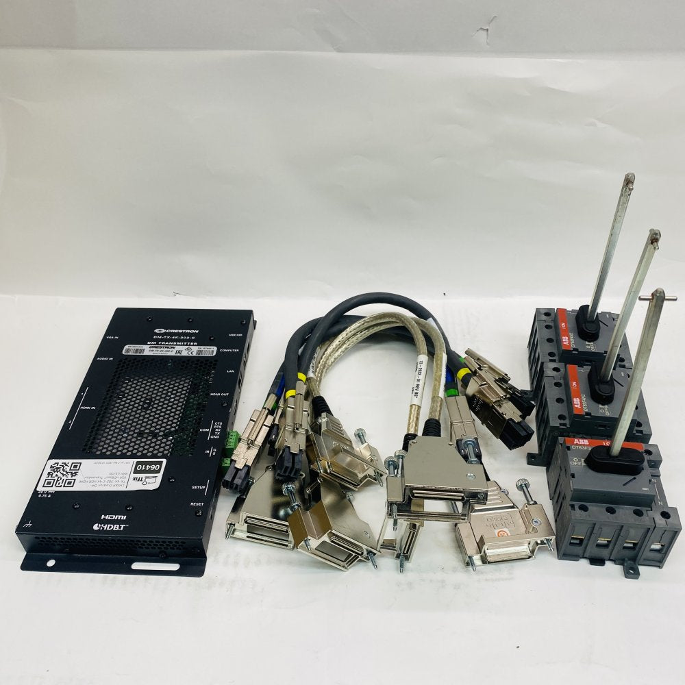 Lot of Industrial & AV Equipment – ABB Switch, Crestron 4K TX, Cisco Cables