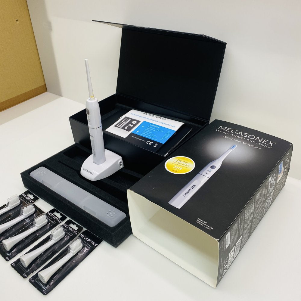 Personal Ultrasonic Toothbrush Megasonex M8 Ultrasound Charger 5x Brush Heads
