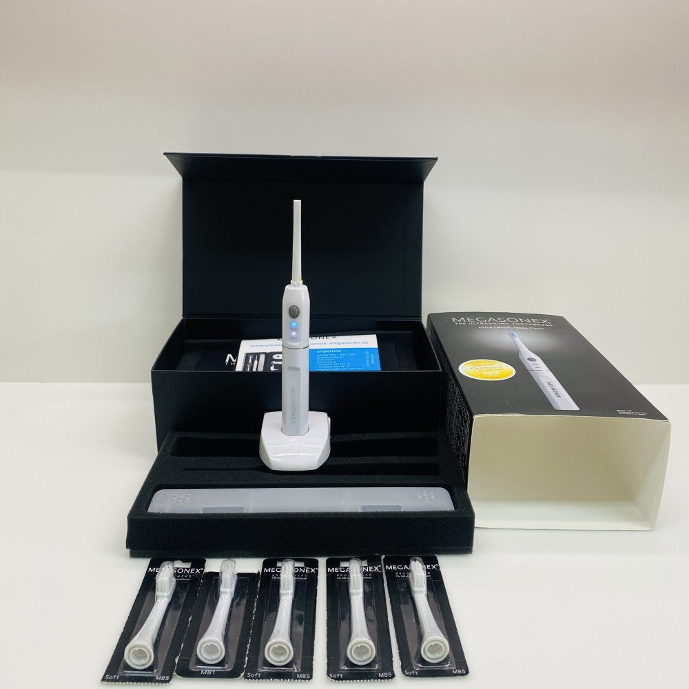 Personal Ultrasonic Toothbrush Megasonex M8 Ultrasound Charger 5x Brush Heads