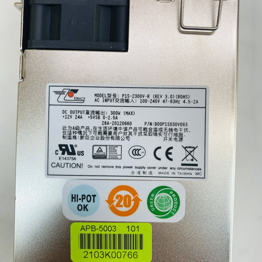 EMACS P1S-2300V-R 300W Server Power Supply Hot-Swap Grade-A