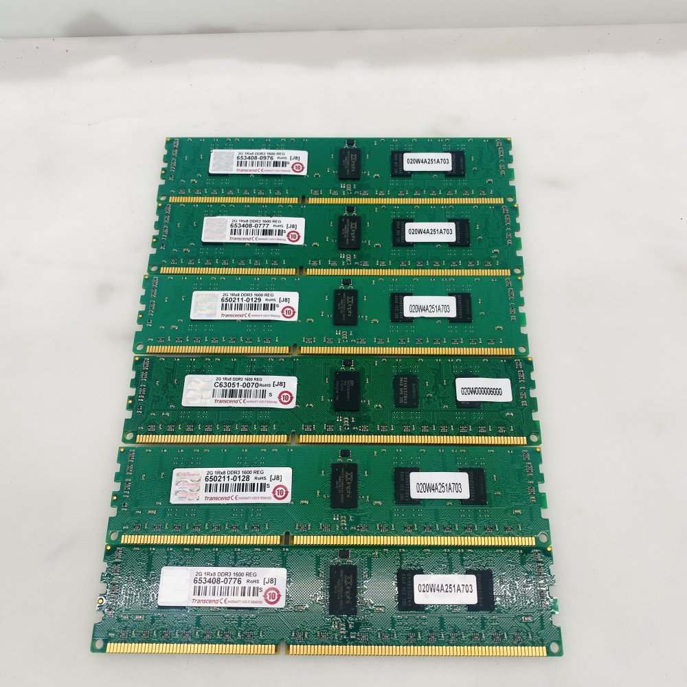 Transcend 2GB DDR3-1600 REG 1Rx8 Server RAM Modules Lot of 6 Grade A