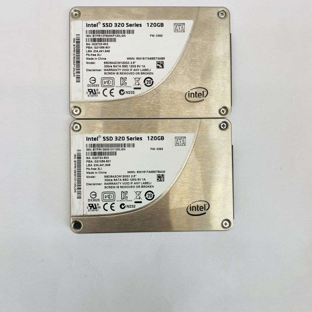 Intel SSD 320 Series 120GB 2.5in SATA 3Gb/s Solid State Drive Lot of 2 Grade A