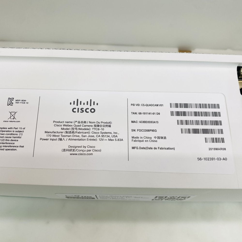 Cisco Webex Video Conference Kit Pro Quad Camera TTC8-10 - NO PSU (Grade B)