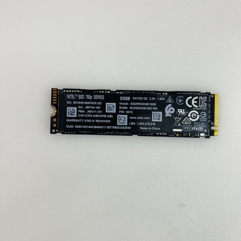 Intel SSD 760p Series 512GB M.2 NVMe PCIe SSDPEKKW512G8 Grade B
