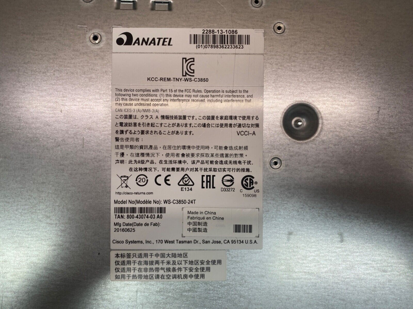 Cisco Catalyst WS-C3850-24T Ethernet Switch C3850-NM-Blank 24 Ports