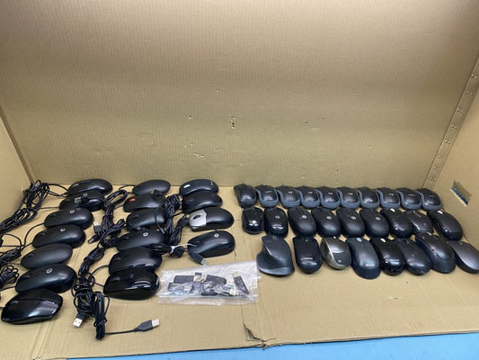 Mixed Wired & Wireless Computer Mice Lot - 44 Logitech, Microsoft, HP