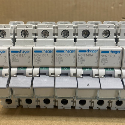 MCB Circuit Breakers Hager Single Pole 140-163A 230/400V Set of 12