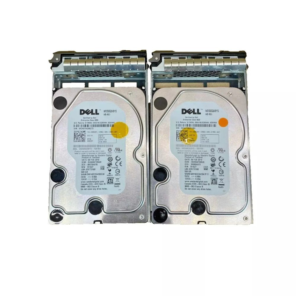 Desktop Hard Drive Lot Dell 500GB SATA 7.2K RPM 3.5in HDD Pair Bulk