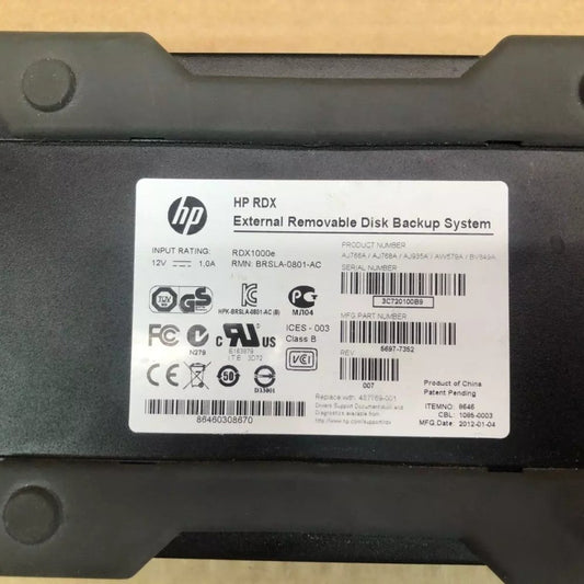 Rugged External Backup System HP RDX 1TB USB Fast Removable Drive