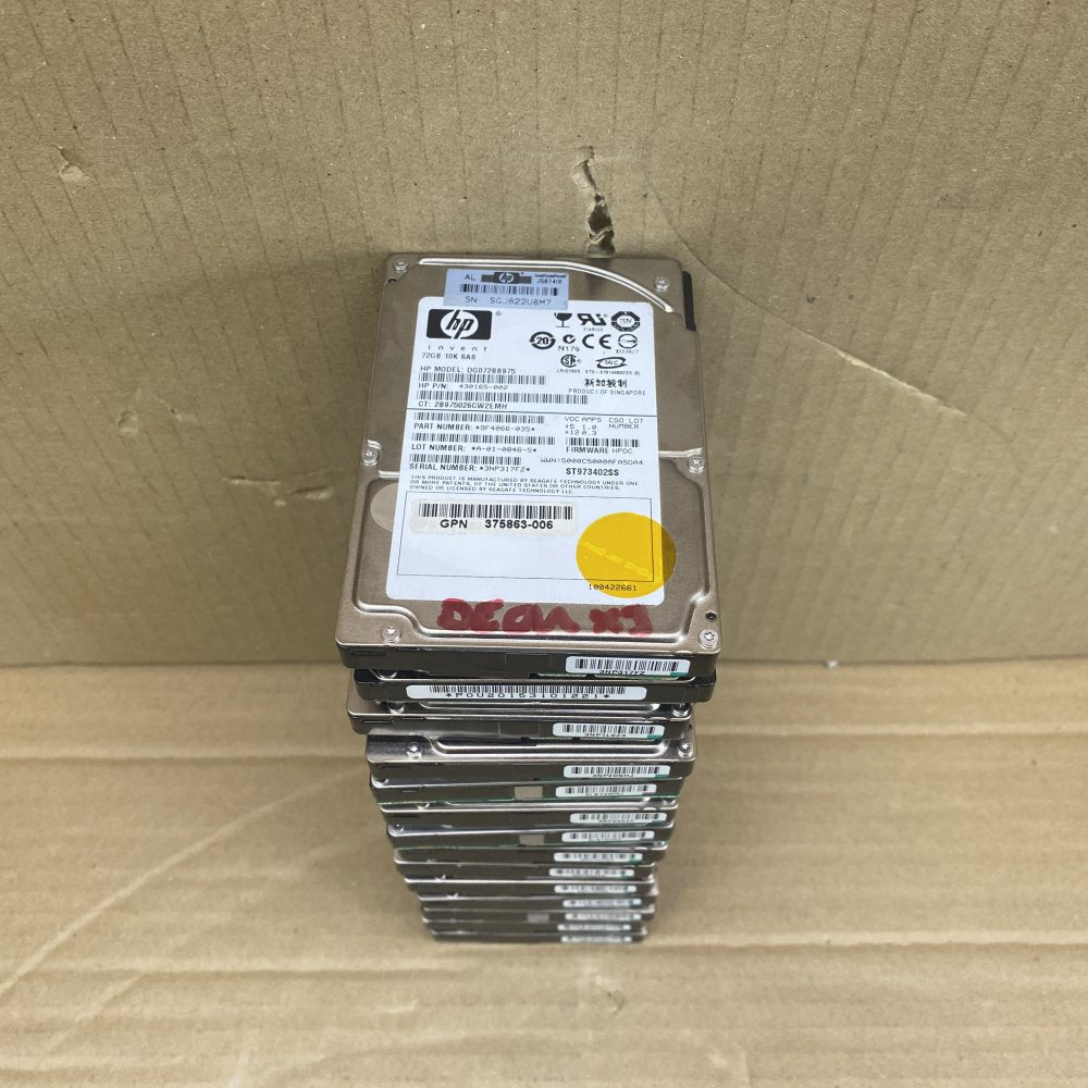 Server Hard Drives HP 72GB 10K RPM SAS 2.5in ProLiant Lot of 14 Tested