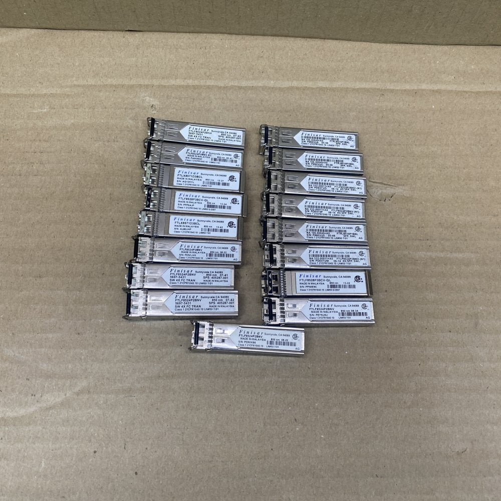 Professional Optical Modules 1G/10G Multi-Mode Finisar SFP Lot of 17