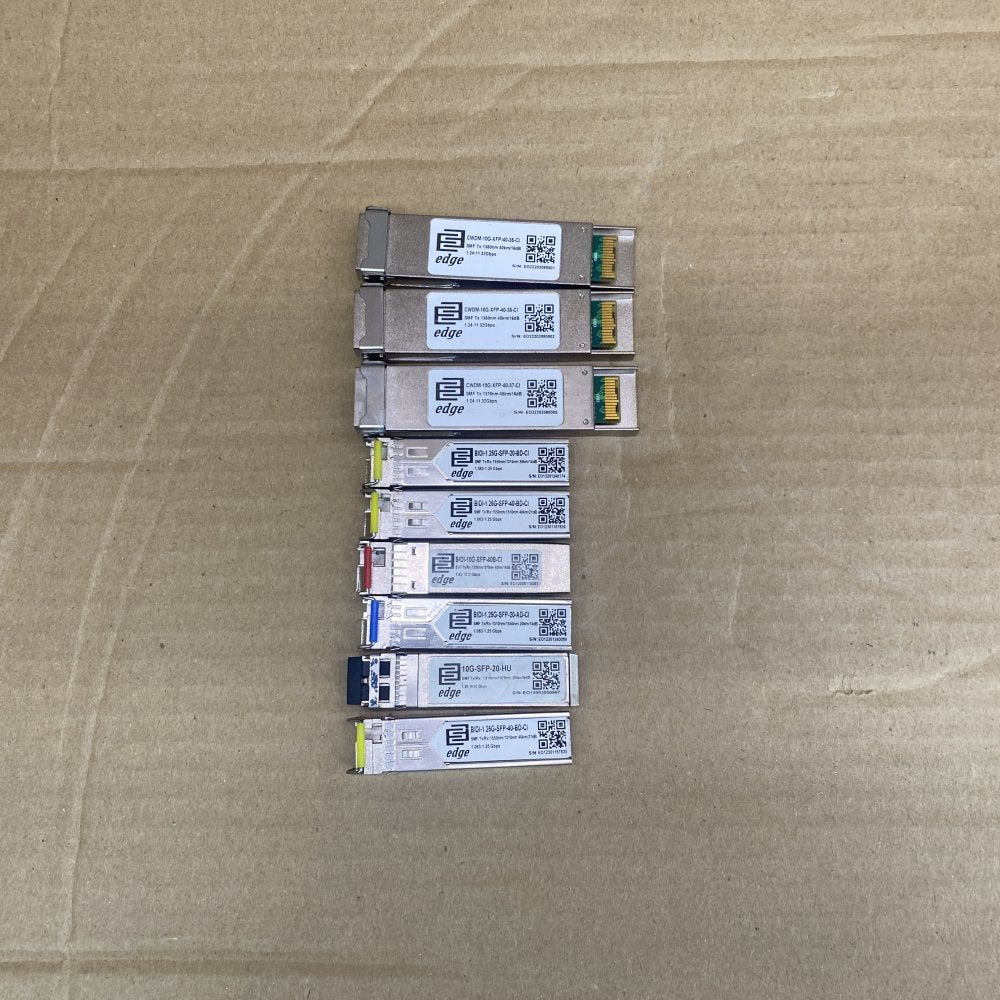 Lot of 9 Edge Optics SFP Modules – CWDM & BiDi 1G/10G Mixed – Used Transceivers