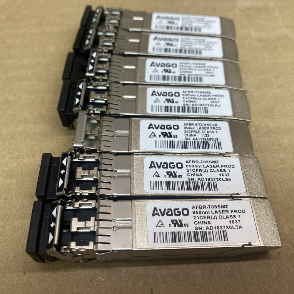 Lot of 7 Avago AFBR-709SMZ 10G SFP+ Optical Modules – 850nm SR Multimode – Used