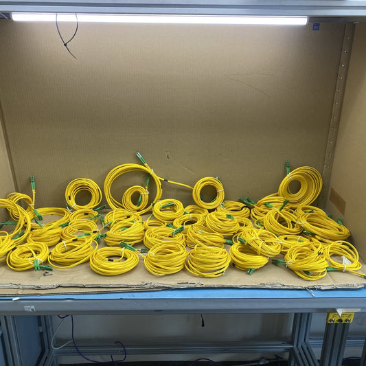 Optical Networking Yellow LC/APC Fiber Optic Cables, Assorted Lengths, 40 Pieces