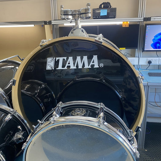 Silent Practice Drum Set, Tama Rhythm Mate Hairline Black, 5-Piece Kit