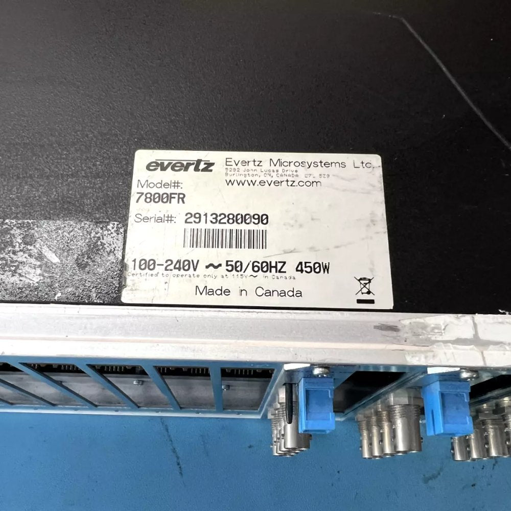 Evertz 7800FR-QT 3RU Multiframe + 3x 7707VR-4 Quad SD / Dual HD Cards