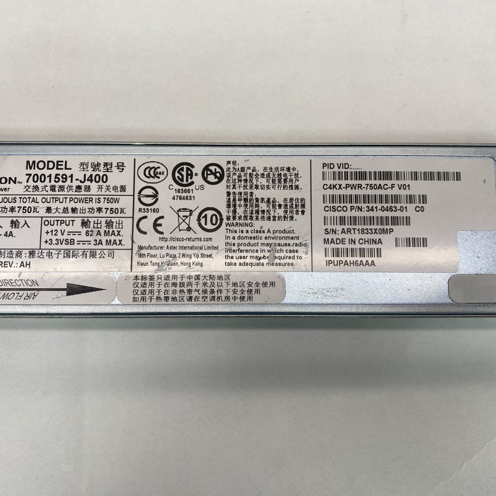 Industrial Power Supply Module, Cisco 7001591-j400 750W AC Ethernet