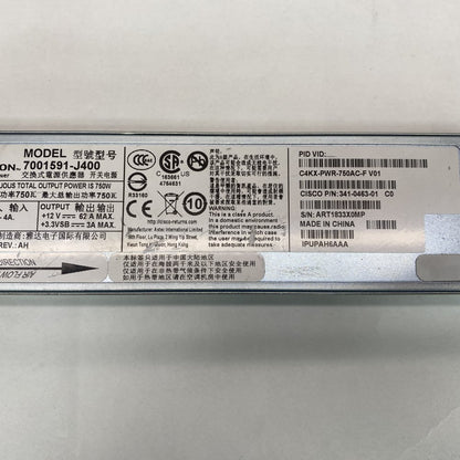 Industrial Power Supply Module, Cisco 7001591-j400 750W AC Ethernet