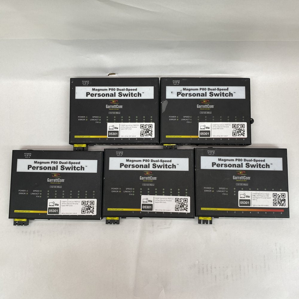 5x GarrettCom P80FSSC-i 8-Port Industrial 10/100 Ethernet Fiber Switches