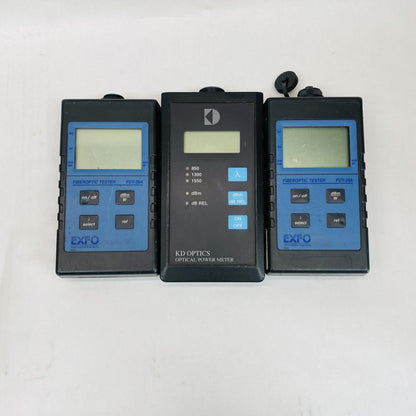 2x EXFO FOT-20A 1x KD Optics PM 23 Fiber Optic Power Meters Testing Tools
