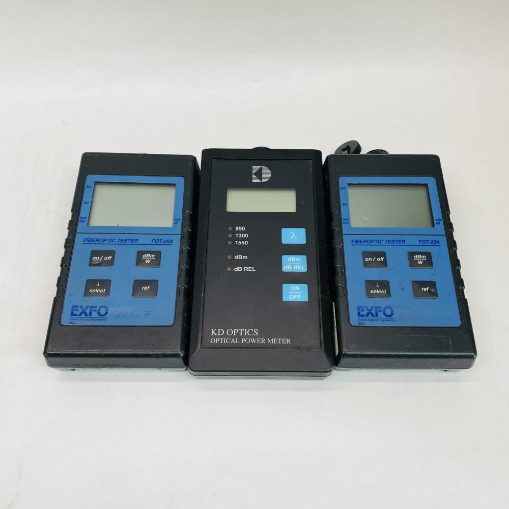2x EXFO FOT-20A 1x KD Optics PM 23 Fiber Optic Power Meters Testing Tools