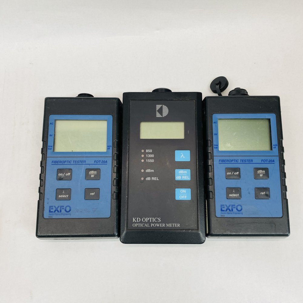 2x EXFO FOT-20A 1x KD Optics PM 23 Fiber Optic Power Meters Testing Tools