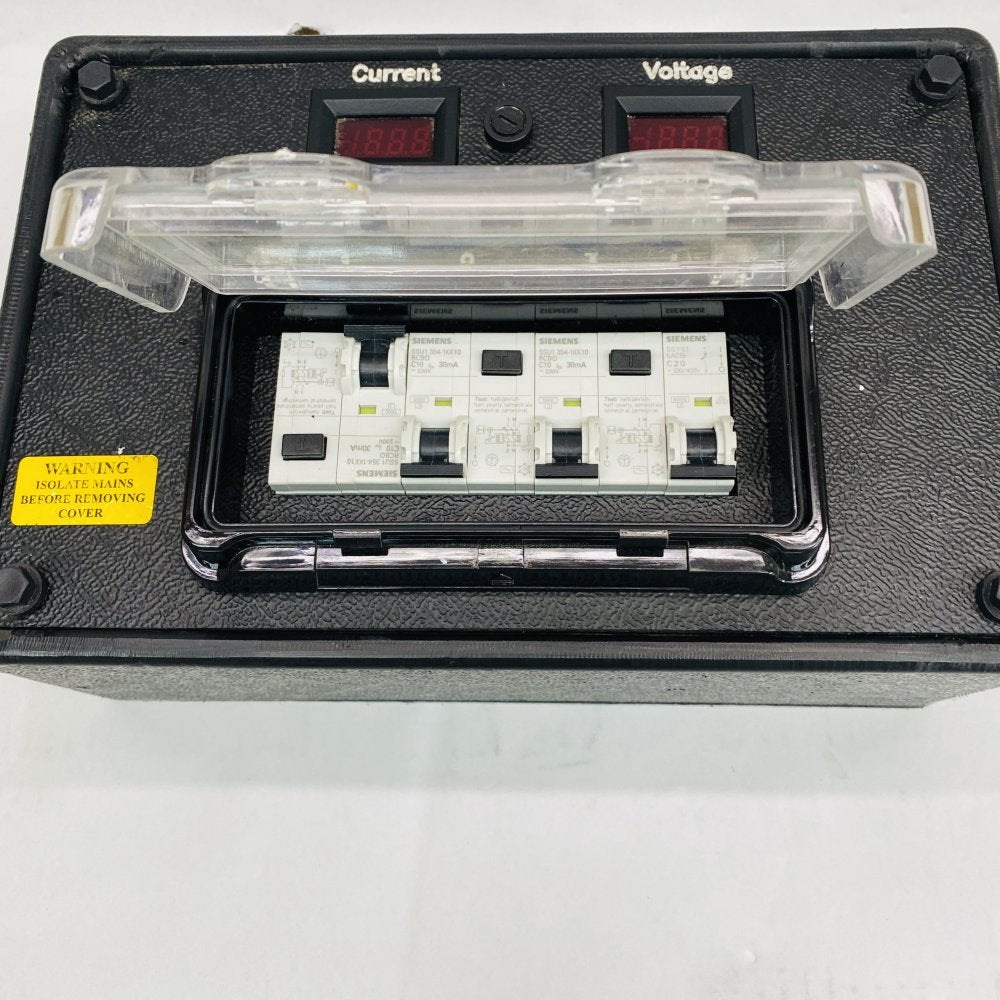 Professional RCBO Power Box Siemens 3-Way Volt Amps Meters Industrial