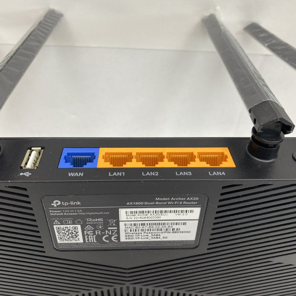 TP-Link Wi-Fi 6 Dual-Band Gigabit Router,  Archer AX20, 4K Ready