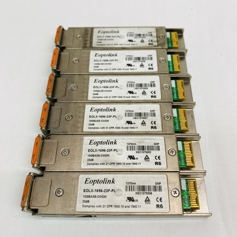 6x Eoptolink EOLX-1696-23F-PL 1370nm 10G CWDM XFP 23dB SMF Transceivers