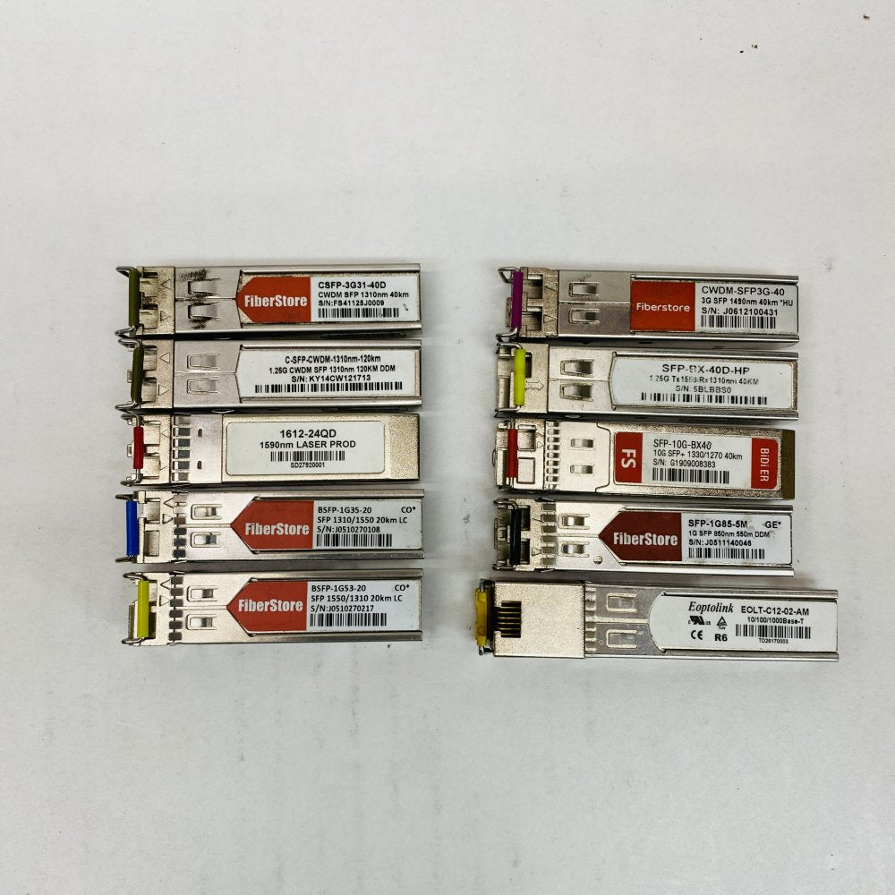 FiberStore Eoptolink Optical Copper Fiber Transceivers SFP SFP+ Lot 10