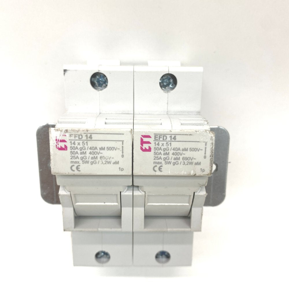 Industrial Fuse Switch Disconnector ETI EFD14 50A 2-Pole 14x51 Panel Mount