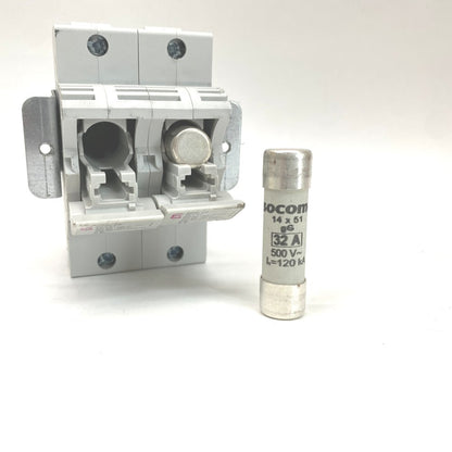 Industrial Fuse Switch Disconnector ETI EFD14 50A 2-Pole 14x51 Panel Mount